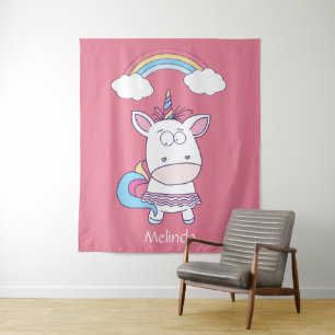Cute Unicorn custom name & colour tapestries
