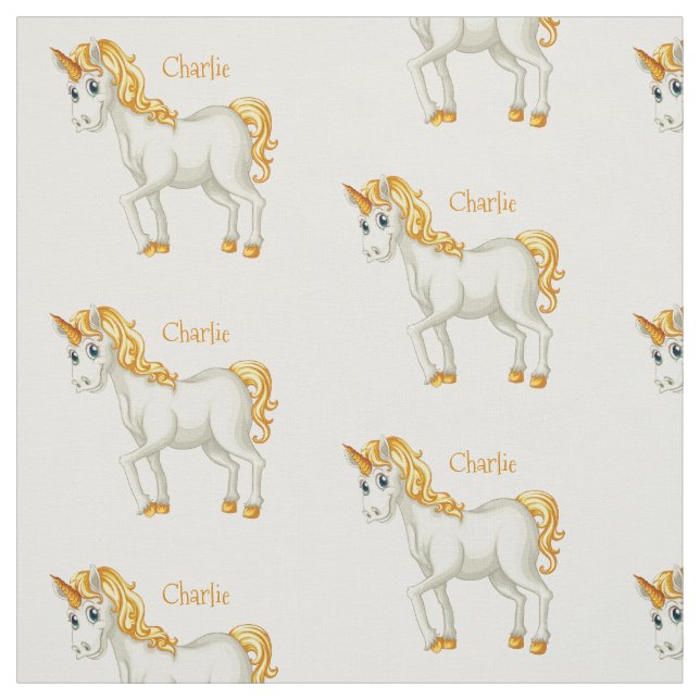 Cute Unicorn custom name fabric (Swatch)
