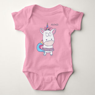 Cute Unicorn custom name kids' clothing Baby Bodysuit