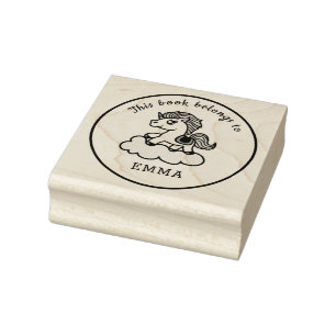 Cute Unicorn Custom Name Plate Wood Art Stamp