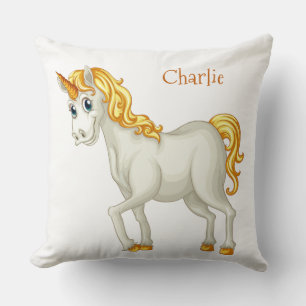 Cute Unicorn custom name throw pillows
