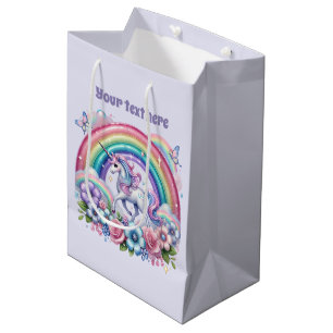 Cute unicorn customizable party  medium gift bag