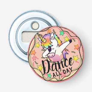 Cute Unicorn Dab Dance Pink Iced Doughnut Sprinkle Bottle Opener