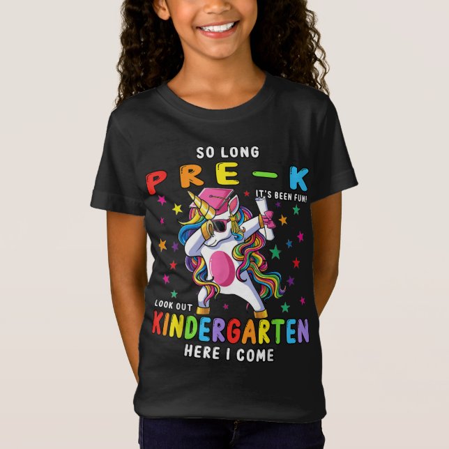 Cute Unicorn Dabbing So Long Pre-K Kindergarten He T-Shirt (Front)