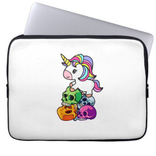 Cute Unicorn & Dead Skulls. Funny Goth Emo Hallowe Laptop Sleeve