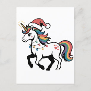 Cute Unicorn Deer Reindeer Christmas Lights Funny  Invitation Postcard
