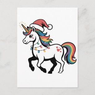 Cute Unicorn Deer Reindeer Christmas Lights Funny Invitation Postcard