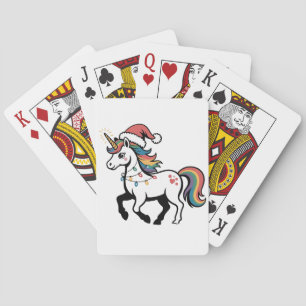 Cute Unicorn Deer Reindeer Christmas Lights Funny  Playing Cards