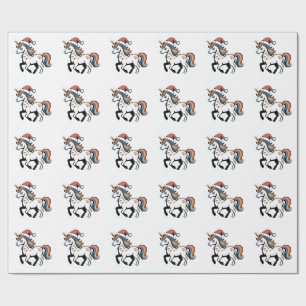 Cute Unicorn Deer Reindeer Christmas Lights Funny Wrapping Paper