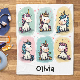 Cute Unicorn Doodles Fleece Blanket