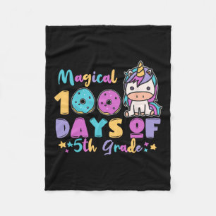 Cute Unicorn Doughnuts Magical 100 Days Of 5th Gra Fleece Blanket