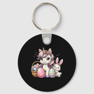 Cute Unicorn Easter Bunny Colourful Eggs Girls Kid Key Ring