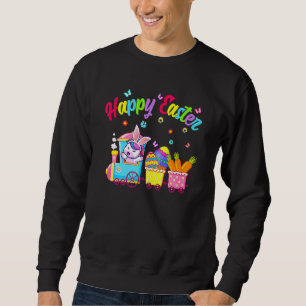 Cute Unicorn Easter Day Bunny Ear Egg Hunt Train K Sweatshirt