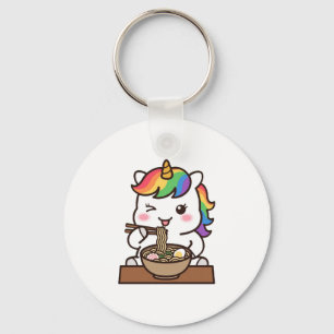 Cute Unicorn Eating Ramen Kawaii Noodle Lover Key Ring