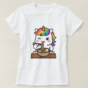 Cute Unicorn Eating Ramen Kawaii Noodle Lover T-Shirt