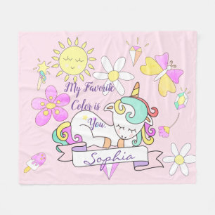 Cute Unicorn Encouragement Fleece Blanket