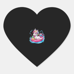 Cute Unicorn Enjoying Ice Cream Fun for a Unicorn  Heart Sticker