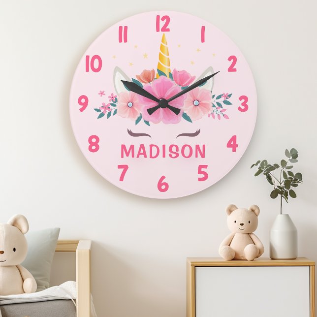 Cute Unicorn Eyelashes Girls Bedroom Wall Clock (Creator Uploaded)