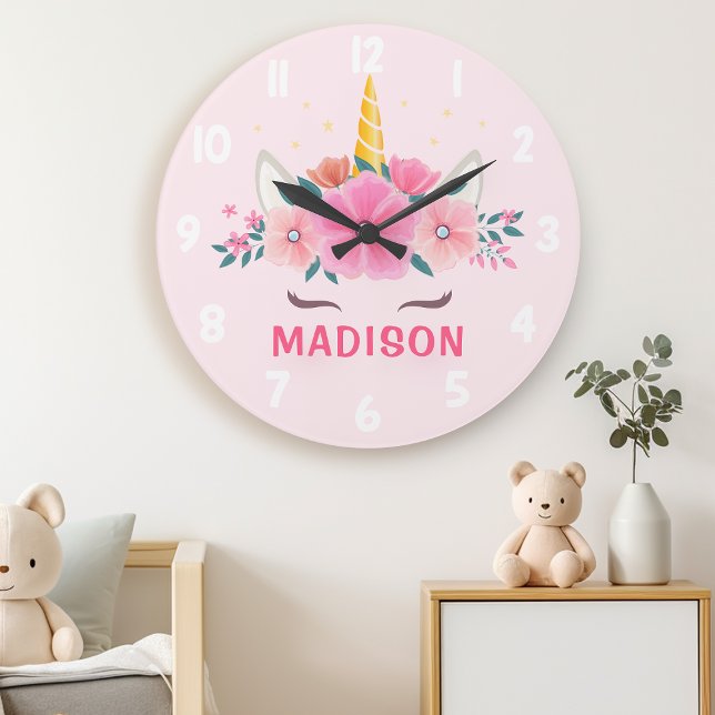 Cute Unicorn Eyelashes Girls Bedroom Wall Clock (Creator Uploaded)