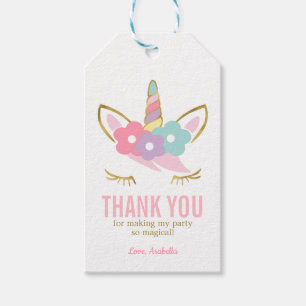Cute Unicorn Face Girl's Birthday Gift Tags