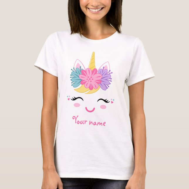 Cute Unicorn Face Personalised Halloween T-Shirt (Front)