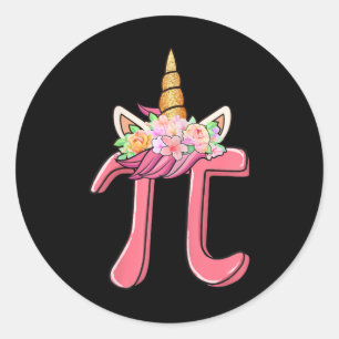 Cute Unicorn Face Pi Day Gift Math Teacher Girls K Classic Round Sticker