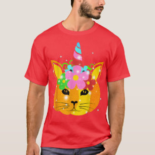 Cute Unicorn Face Pumpkin Floral Halloween Costume T-Shirt