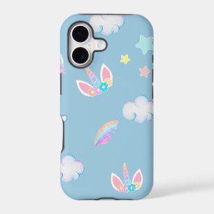 Cute Unicorn face rainbow gradient birthday party
