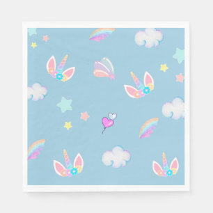 Cute Unicorn face rainbow gradient birthday party  Napkin