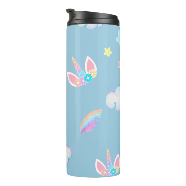 Cute Unicorn face rainbow gradient birthday party  Thermal Tumbler (Rotated Right)
