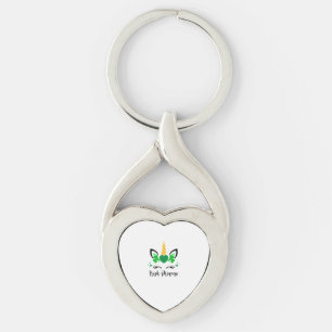Cute Unicorn Face Shamrock Irish Princess St Patri Key Ring