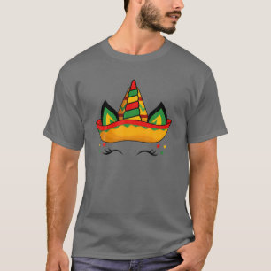 Cute Unicorn Face Sombrero Funny Cinco De Mayo Gir T-Shirt
