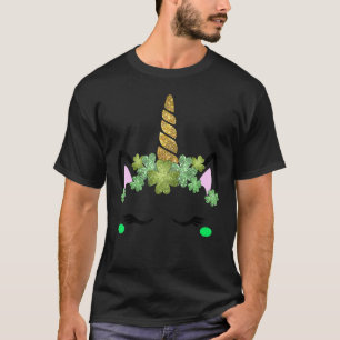 Cute Unicorn Face St Patricks Day Irish Shamrock G T-Shirt