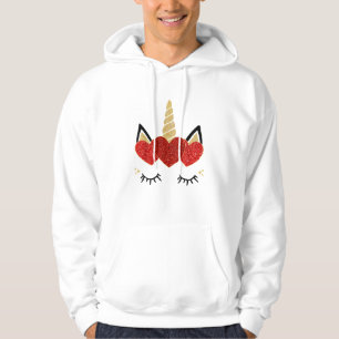 Cute Unicorn Face Valentine's Day Heart for Women  Hoodie