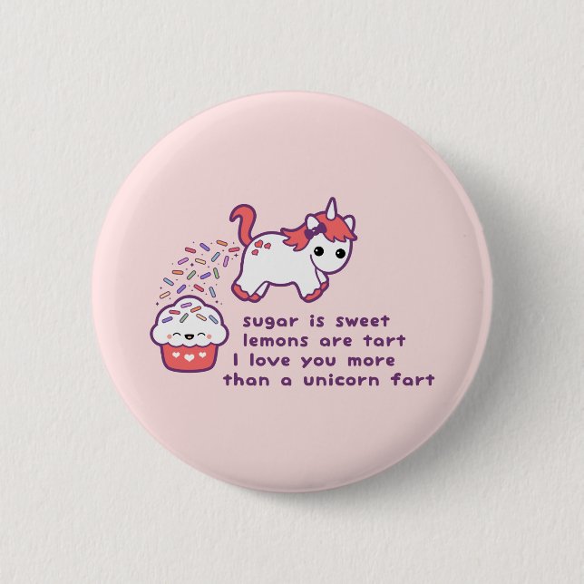 Cute Unicorn Fart 6 Cm Round Badge (Front)
