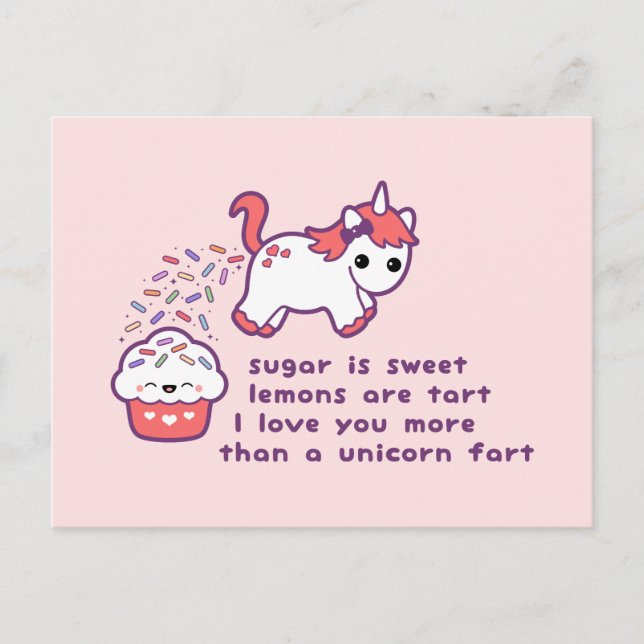 Cute Unicorn Fart Postcard (Front)
