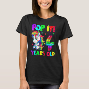 Cute Unicorn Fidget Toys Pop It I'm 4 Girls 4th Bi T-Shirt