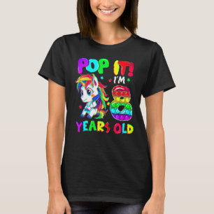 Cute Unicorn Fidget Toys Pop It I'm 8 Kids 8th Bir T-Shirt