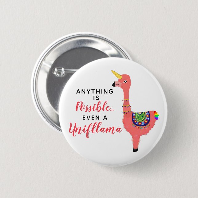 Cute Unicorn Flamingo Llama Inspiring Unifllama 6 Cm Round Badge (Front & Back)