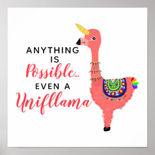 Cute Unicorn Flamingo Llama Inspiring Unifllama Poster