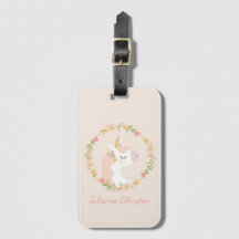 Cute Unicorn Floral Wreath Blush Pink Custom Name