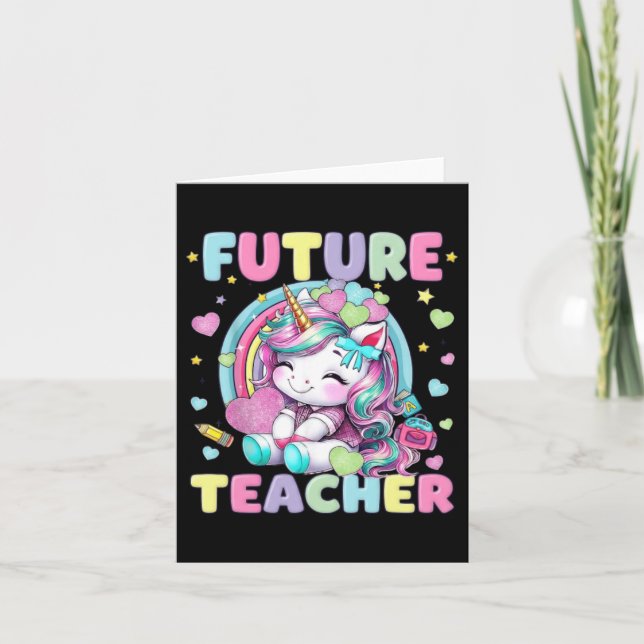 Cute Unicorn Future Teacher Clroom Design Card (Front)