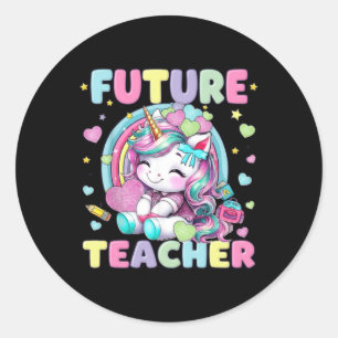 Cute Unicorn Future Teacher Clroom Design Classic Round Sticker