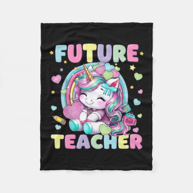 Cute Unicorn Future Teacher Clroom Design Fleece Blanket (Front)