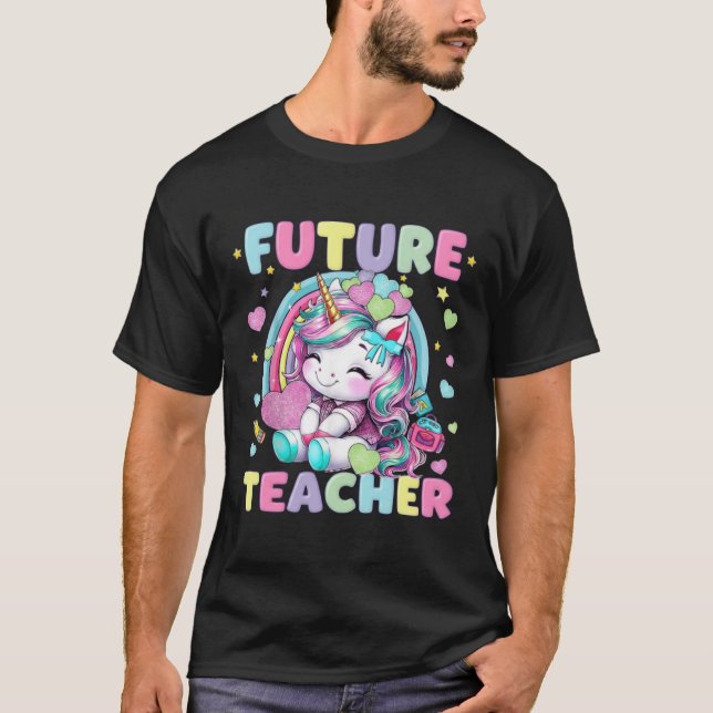 Cute Unicorn Future Teacher Clroom Design T-Shirt (Front)