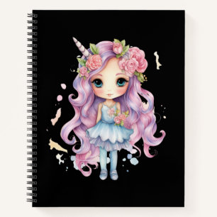 Cute unicorn girl notebook