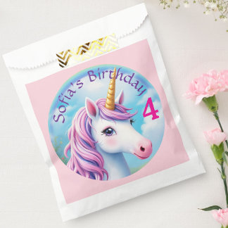 Cute Unicorn Girl' Rainbow Birthday Colourful Favour Bags