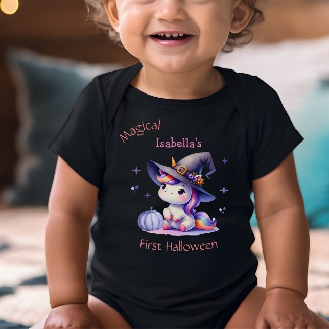 Cute Unicorn Girls first Halloween Custom Name Baby Bodysuit (Creator Uploaded)