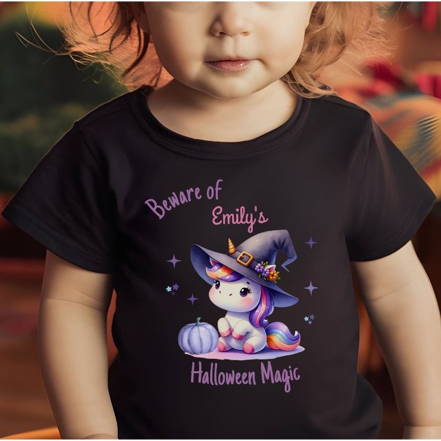 Cute Unicorn Girls Halloween Personalised Baby T-Shirt (Creator Uploaded)