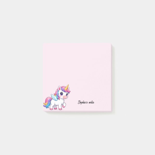 Cute Unicorn Girly Trendy Custom Post-it Notes (Front)